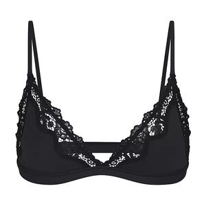 SKIMS FITS EVERYBODY LACE TRIANGLE BRALETTE ONYX XS